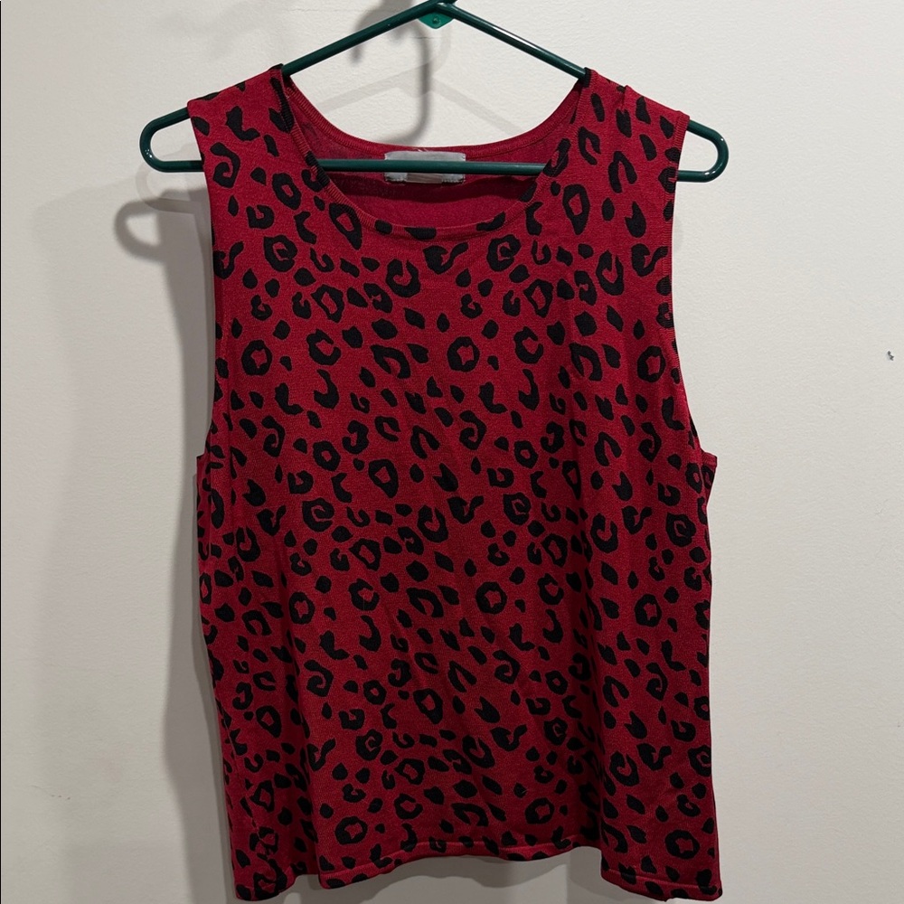 Red Leopard Print Tank Top - Women's Sleeveless Tee